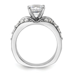 14k White Gold 5/8 carat Lab Grown Diamond VS/SI+ G+ 1 1/2 carat Center Round Semi Mount Shared Prong Engagement Ring