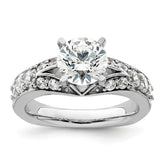14k White Gold 5/8 carat Lab Grown Diamond VS/SI+ G+ 1 1/2 carat Center Round Semi Mount Shared Prong Engagement Ring