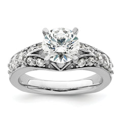 14k White Gold 5/8 carat Lab Grown Diamond VS/SI+ G+ 1 1/2 carat Center Round Semi Mount Shared Prong Engagement Ring