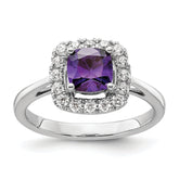 14k White Gold 1/4 carat Lab Grown Diamond VS/SI+ G+ February Birthstone Amethyst Halo Ring