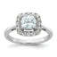 Lab-Grown Diamond Birthstone Aquamarine Halo Ring in 14K White Gold (1/4 ct. tw.), Size 7 - Sophia Jewelers