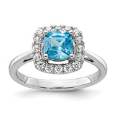 14k White Gold 1/4 carat Lab Grown Diamond VS/SI+ G+ December Birthstone Blue Topaz Halo Ring