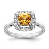 14k White Gold 1/4 carat Lab Grown Diamond VS/SI+ G+ November Birthstone Citrine Halo Ring
