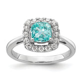 Pure Serenity 14k White Gold 1/4 carat Lab Grown Diamond VS/SI+ G+ and Halo Lab Created Paraiba Ring