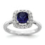 14k White Gold 1/4 carat Lab Grown Diamond VS/SI+ G+ September Birthstone Lab Created Blue Sapphire Halo Ring