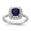 Lab-Grown Diamond Birthstone Lab-Created Blue Sapphire Halo Ring in 14K White Gold (1/4 ct. tw.), Size 7 - Sophia Jewelers