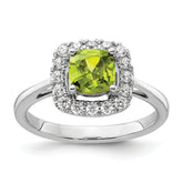 14k White Gold 1/4 carat Lab Grown Diamond VS/SI+ G+ August Birthstone Peridot Halo Ring