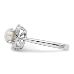 14k White Gold 1/4 carat Lab Grown Diamond VS/SI+ G+ June Birthstone Freshwater Cultered Pearl Halo Ring