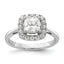 14k White Gold 1/4 carat Lab Grown Diamond VS/SI+ G+ April Birthstone White Sapphire Halo Ring