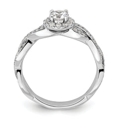 10k White Gold 3/4 carat Lab Grown Diamond VS/SI+ G+ Round Complete Fancy Halo Engagement Ring