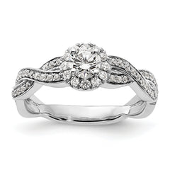10k White Gold 3/4 carat Lab Grown Diamond VS/SI+ G+ Round Complete Fancy Halo Engagement Ring