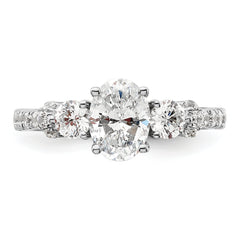 14k White Gold 3/4 carat Lab Grown Diamond VS/SI+ G+ 1 carat Center Oval Semi Mount Engagement Ring