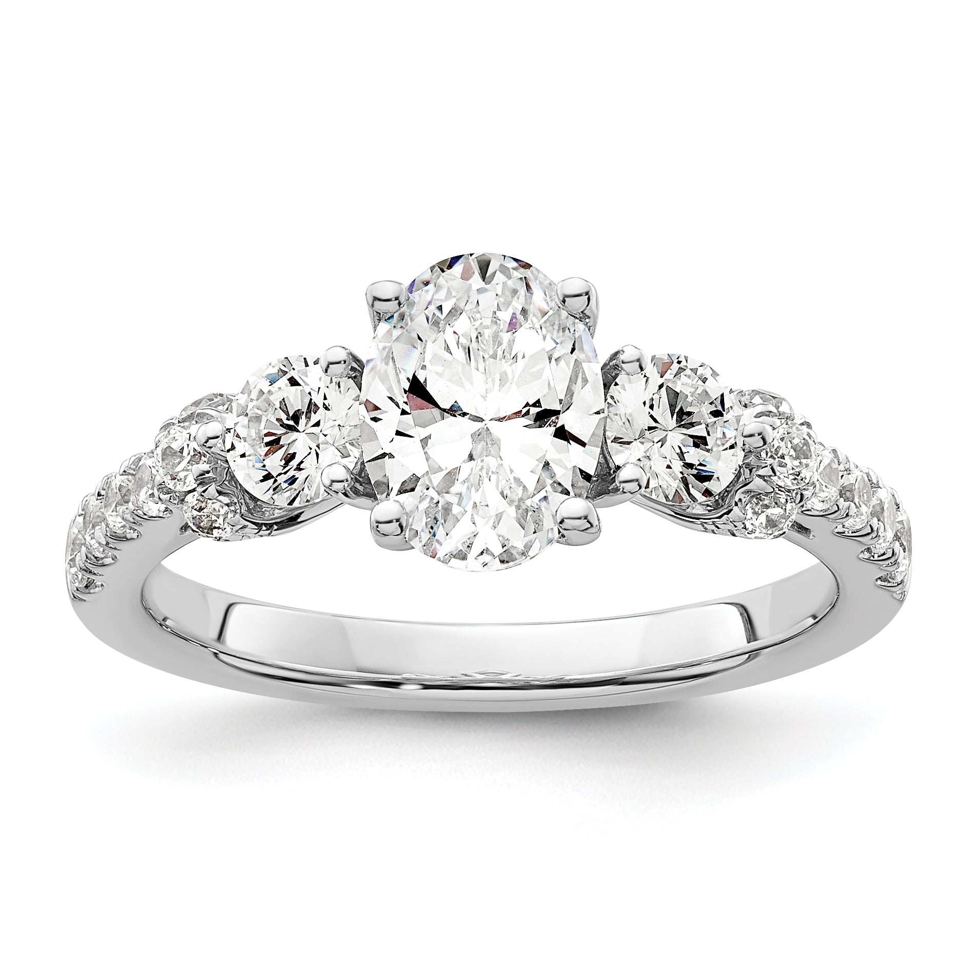 14k White Gold 3/4 carat Lab Grown Diamond VS/SI+ G+ 1 carat Center Oval Semi Mount Engagement Ring