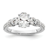 14k White Gold 3/4 carat Lab Grown Diamond VS/SI+ G+ 1 carat Center Oval Semi Mount Engagement Ring