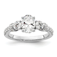 14k White Gold 3/4 carat Lab Grown Diamond VS/SI+ G+ 1 carat Center Oval Semi Mount Engagement Ring