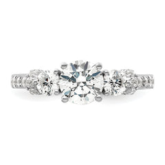 14k White Gold 3/4 carat Lab Grown Diamond VS/SI+ G+ 1 carat Center Semi Mount Engagement Ring