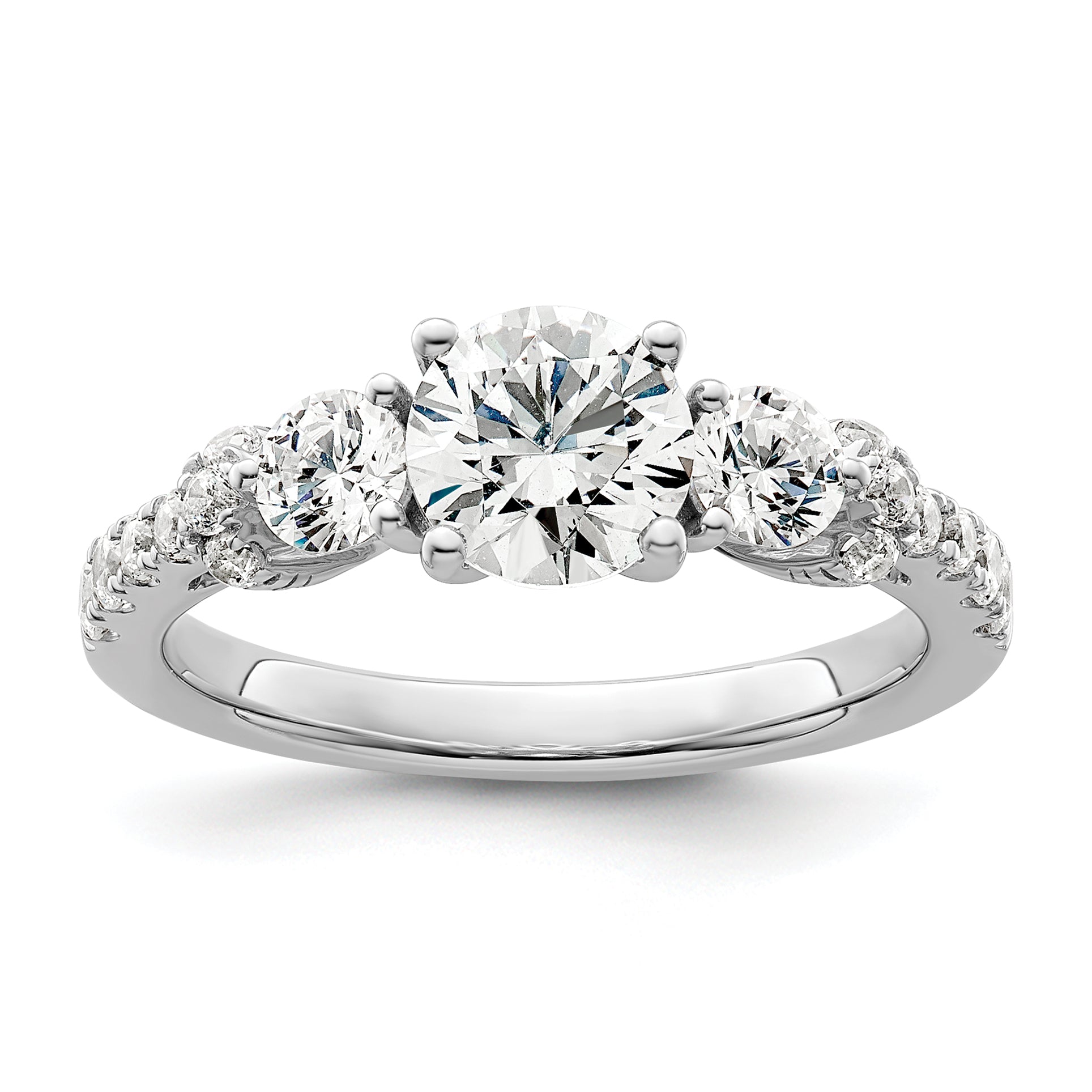 14k White Gold 3/4 carat Lab Grown Diamond VS/SI+ G+ 1 carat Center Semi Mount Engagement Ring