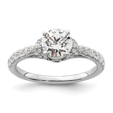 14k White Gold 1/3 carat Lab Grown Diamond VS/SI+ G+ 1 carat center Round Semi Mount Engagement Ring