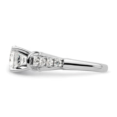 14k White Gold 1/2 carat Lab Grown Diamond VS/SI+ G+ 1 1/2 carat Center Round Semi Mount Shared Prong Engagement Ring
