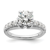 14k White Gold 1/2 carat Lab Grown Diamond VS/SI+ G+ 1 1/2 carat Center Round Semi Mount Shared Prong Engagement Ring