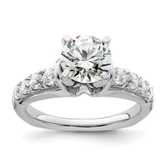 14k White Gold 1/2 carat Lab Grown Diamond VS/SI+ G+ 1 1/2 carat Center Round Semi Mount Shared Prong Engagement Ring