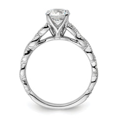 14k White Gold 1/5 carat Lab Grown Diamond VS/SI+ G+ 1 carat Center Round Semi Mount Engagement Ring