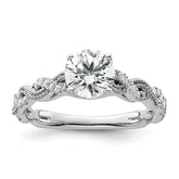 14k White Gold 1/5 carat Lab Grown Diamond VS/SI+ G+ 1 carat Center Round Semi Mount Engagement Ring