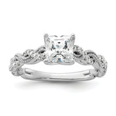 14k White Gold 1/5 carat Lab Grown Diamond VS/SI+ G+ 1 carat Center Princess Semi Mount Engagement Ring
