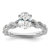 14k White Gold 1/5 carat Lab Grown Diamond VS/SI+ G+ 1 carat Center Oval Semi Mount Engagement Ring