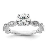 14k White Gold 1/8 carat Lab Grown Diamond VS/SI+ G+ 1 carat Center Round Semi Mount Engagement Ring