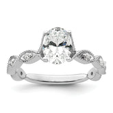 14k White Gold 1/8 carat Lab Grown Diamond VS/SI+ G+ 1 carat Center Oval Semi Mount Engagement Ring