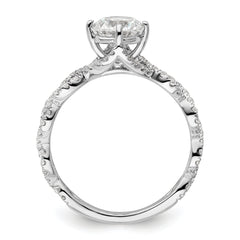 14k White Gold 1/2 carat Lab Grown Diamond VS/SI+ G+ 1 carat Center Round Semi Mount Engagement Ring