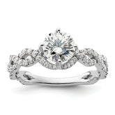 14k White Gold 1/2 carat Lab Grown Diamond VS/SI+ G+ 1 carat Center Round Semi Mount Engagement Ring