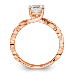 14k Rose Gold 1/6 carat Lab Grown Diamond VS/SI+ G+ 1 carat Center Round Semi Mount Engagement Ring