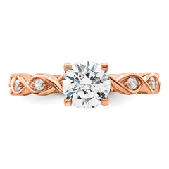 14k Rose Gold 1/6 carat Lab Grown Diamond VS/SI+ G+ 1 carat Center Round Semi Mount Engagement Ring