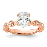 14k Rose Gold 1/6 carat Lab Grown Diamond VS/SI+ G+ 1 carat Center Oval Semi Mount Engagement Ring