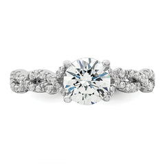 14k White Gold 3/8 carat Lab Grown Diamond VS/SI+ G+ 1 carat Center Semi Mount Engagement Ring