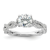 14k White Gold 3/8 carat Lab Grown Diamond VS/SI+ G+ 1 carat Center Semi Mount Engagement Ring