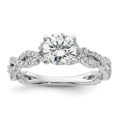 14k White Gold 3/8 carat Lab Grown Diamond VS/SI+ G+ 1 carat Center Semi Mount Engagement Ring