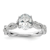 14k White Gold 3/8 carat Lab Grown Diamond VS/SI+ G+ 1 carat Center Oval Semi Mount Engagement Ring