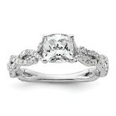 14k White Gold 3/8 carat Lab Grown Diamond VS/SI+ G+ 1 carat Center Cushion Semi Mount Engagement Ring