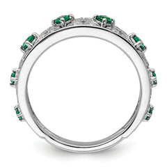 14k White Gold 1/2 carat Lab Grown Diamond VS/SI+ G+ and Lab Created Emerald Ring