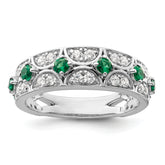 14k White Gold 1/2 carat Lab Grown Diamond VS/SI+ G+ and Lab Created Emerald Ring