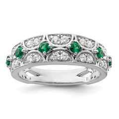 14k White Gold 1/2 carat Lab Grown Diamond VS/SI+ G+ and Lab Created Emerald Ring