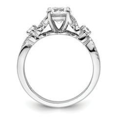14k White Gold 1/6 carat Lab Grown Diamond VS/SI+ G+ 1 carat Center Round Bypass Engagement Ring