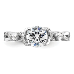 14k White Gold 1/6 carat Lab Grown Diamond VS/SI+ G+ 1 carat Center Round Bypass Engagement Ring
