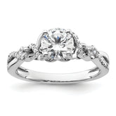 14k White Gold 1/6 carat Lab Grown Diamond VS/SI+ G+ 1 carat Center Round Bypass Engagement Ring
