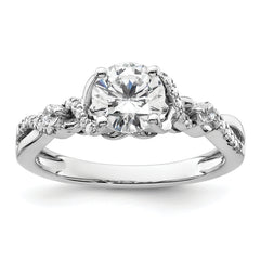 14k White Gold 1/6 carat Lab Grown Diamond VS/SI+ G+ 1 carat Center Round Bypass Engagement Ring
