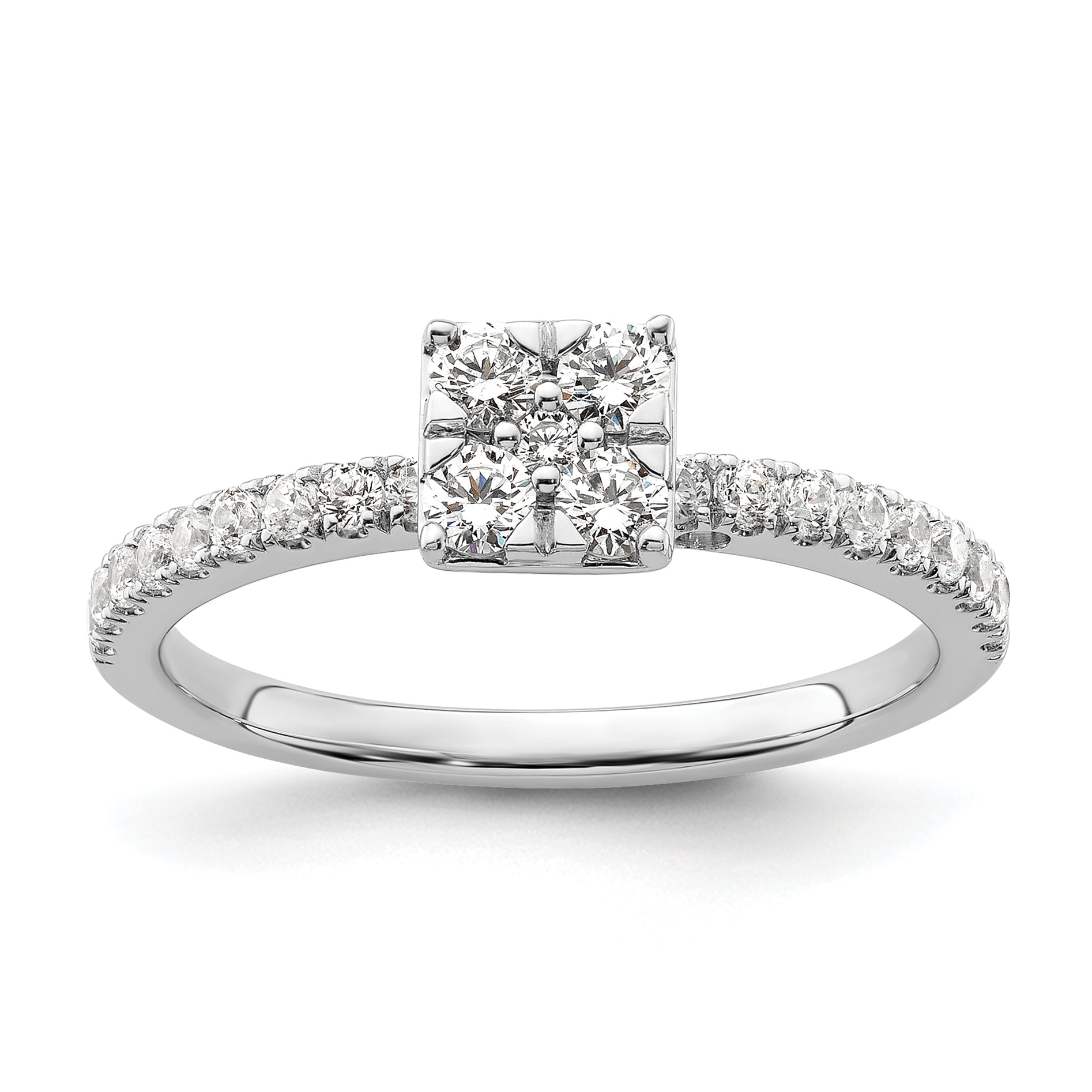Two Promises 14k White Gold 1/2 carat Lab Grown Diamond VS/SI+ G+ Complete Cluster Engagement Ring