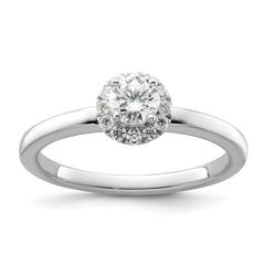 Two Promises 14k White Gold 1/2 carat Lab Grown Diamond VS/SI+ G+ Complete Petite Halo Engagement Ring